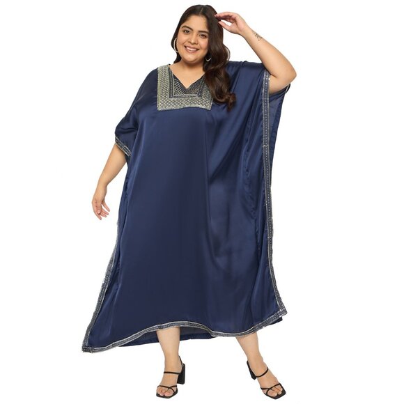 Gypsie Blu Plus Size Satin Sequences Stylish Dress Anniversary Gifts for Wife - Picture 3 of 8